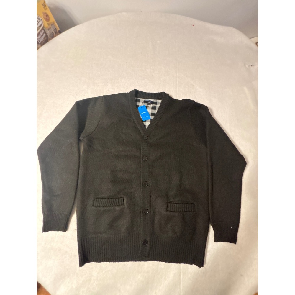 Gioberti Cardigan Sweater Mens Medium Black NEW Fleece Lined Button Front SW-916